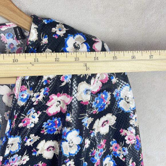 Rotate Birger Christensen Sierra Ruched Floral Print Jersey Top Black Combi Sz 6 - Picture 7 of 11